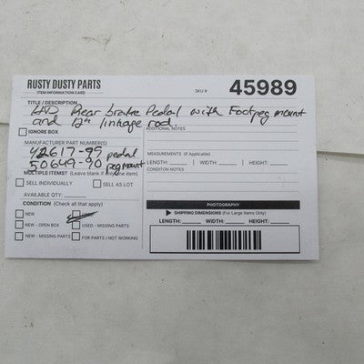 Harley OEM Rear Brake Pedal w/ Footpeg Mount & 12" Linkage Rod 42617-9