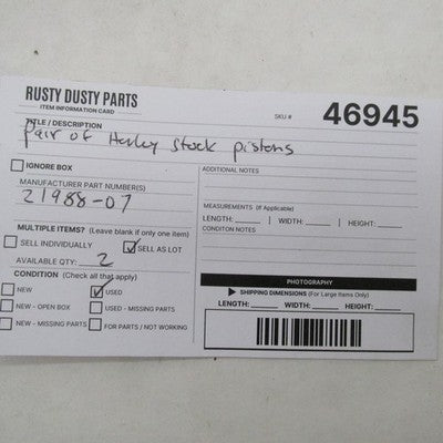 Harley Davidson OEM Pair of Stock Pistons Twin Cam 96 Cubic Inch 21988