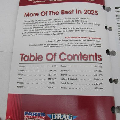 Drag Specialties Parts Unlimited 2025 Update Parts Catalog for Harley