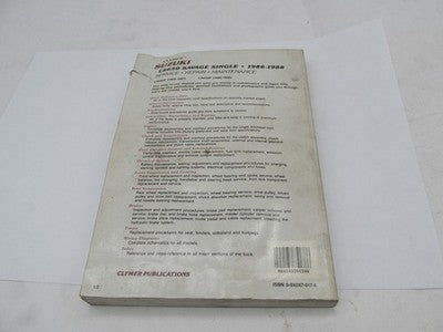 Clymer Suzuki 1986-1988 LS650 Savage Single Service Repair Manual Book
