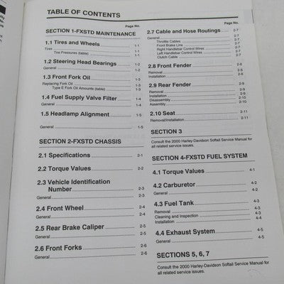 Harley Davidson 2000 FXSTD Softail Service Manual Supplement