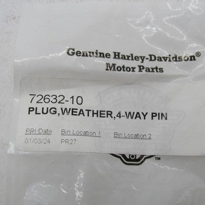 Harley-Davidson OEM 4-Way Pin Weather Plug Connector 72632-10