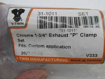 V-Twin NOS 1-3/4" Exhaust "P" Clamp Set, Chrome 31-1011