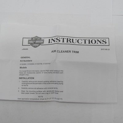 Harley Davidson Genuine NOS Brushed Chrome 107 Air Cleaner Trim 613007
