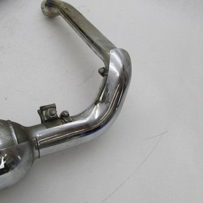 Pair of Harley Chrome Mufflers w/ Crossover Pipe+Tips/Sheilds 64900112