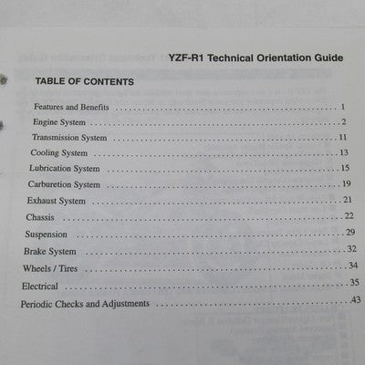 Yamaha YZF-R1 1997 Technical Orientation Guide