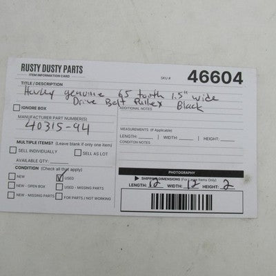 Harley OEM Big Twin 65-Tooth 1.5" Rear Drive Belt Pulley Black 40315-9