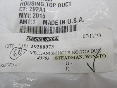 Harley-Davidson Genuine OEM NOS Road Glide Top Duct Mechanism Housing