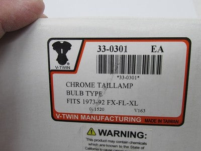 V-Twin NOS Harley 73-92 FX/FL/XL Stock Type Chrome Tail Lamp 33-0301