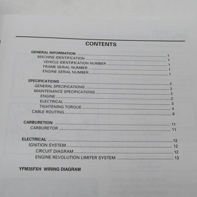 Yamaha OEM YFM350FX Service Manual LIT-11616-FX-35 LIT-11616-09-58