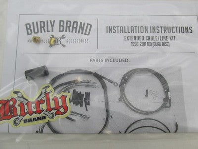 Burly NOS 12" Ape Hanger Control Cable Line Kit, Black B30-1197 0662-0