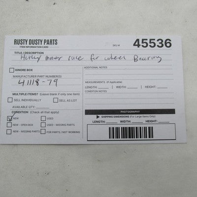 Harley-Davidson OEM NOS Wheel Bearing Inner Race 41118-79