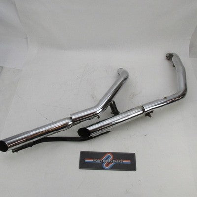 Harley Stock Softail or Dyna Chrome Exhaust System & Python Slash-Cut