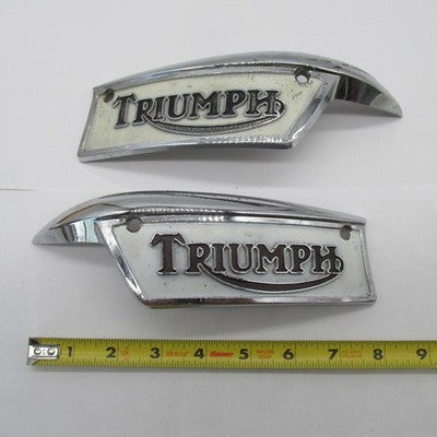 Pair of Triumph OEM Vintage J. Fray LTD Gas Tank Badges 82-900 | 82-97