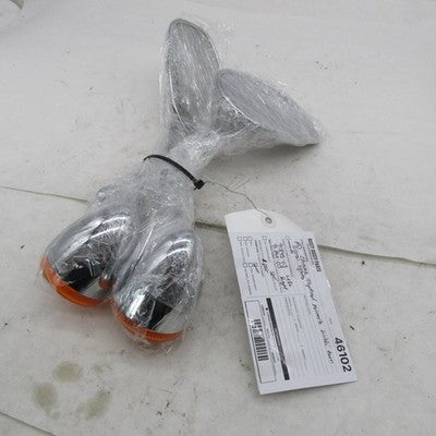 Harley Davidson Pair of Chrome Rear View Mirrors with Bullet Amber Tur