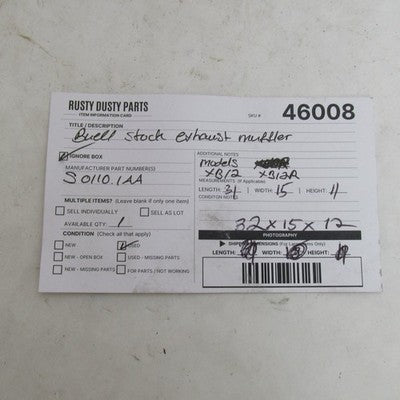 Buell OEM Stock 04-10 Firebolt Lightning XB12R XB12S Exhaust Muffler S