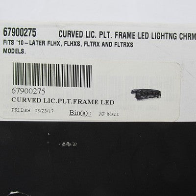 Harley-Davidson OEM NOS Curved License Plate Frame Chrome w/ LED Light