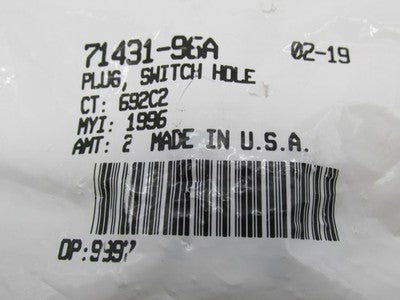 Harley Davidson Genuine NOS Switch Hole Plug 71431-96A