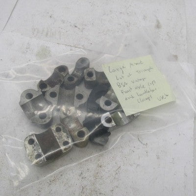 Large Mixed Lot Vintage Triumph BSA Front Axle Fork Caps Handlebar Cla