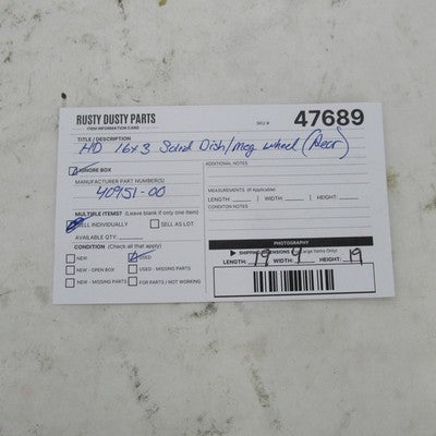 Harley Davidson OEM Fat Boy 16x3 Solid Disc Rear Wheel 41058-00A