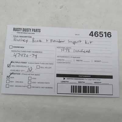 Harley OEM NOS 73 Ironhead Sportster XL Frame Brace Fender Support Kit
