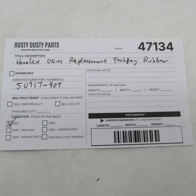 Harley Davidson OEM Large Footpeg Rubber Pad Replacement 50917-90T 509