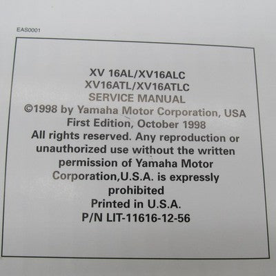 Yamaha 1999 OEM Road Star XV16AL/ALC/ATL/ATLC Service Manual LIT-11616