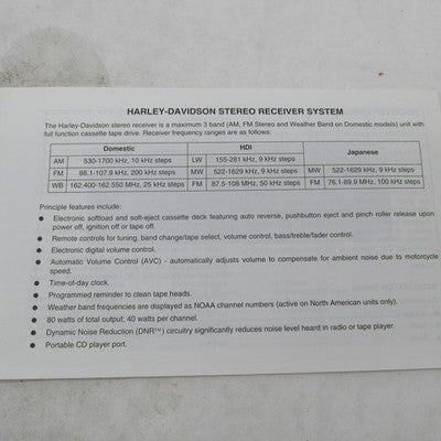 Harley-Davidson Official 1998 Premium Sound System Owner's Manual 9946
