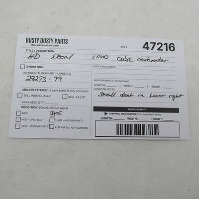 Harley OEM NOS 79-82 Sportster 1000cc Ham Can Air Cleaner Insert 29273