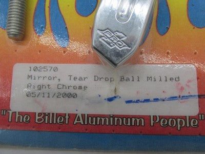 Pro-One Harley Chrome Teardrop Ball Milled Right Mirror with Stem 1025