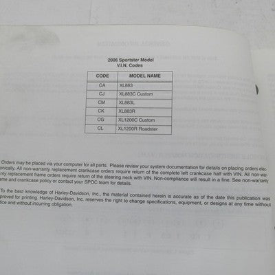 Harley-Davidson Official Factory 2006 Sportster Models Parts Catalog 9