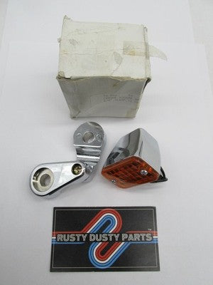 Harley Chrome Square Amber Lens Marker Light 5/8" Clamp 78-089