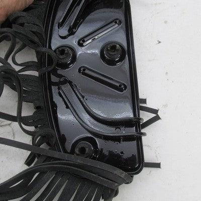 Harley OEM Gloss Black Rider D Footboards w/ Studded Leather Fringe 51