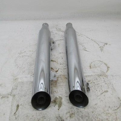 Pair of Harley OEM Chrome Front and Rear Mufflers Dyna 08-17 64987-08