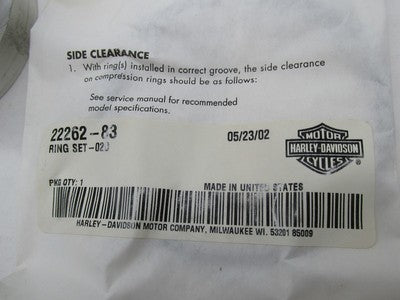 Harley-Davidson Genuine NOS Sportster Piston and Ring Kit +.020 OS 222