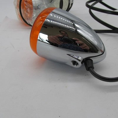 Harley Davidson OEM Pair of Chrome Amber Bullet Turn Signals Assembly
