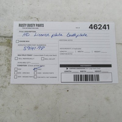 Harley Davidson OEM License Plate Frame Script Backplate w/ Reflector