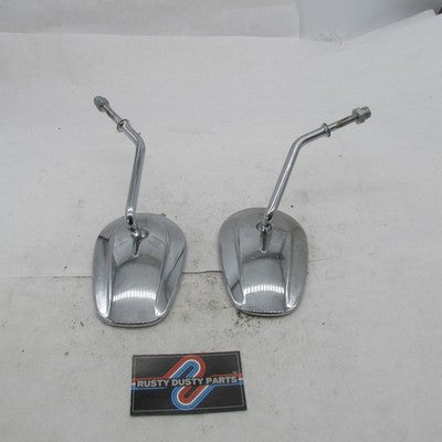 Pair of Harley OEM Chrome Short-Stem Tapered Mirrors 91845-03B 91840-0