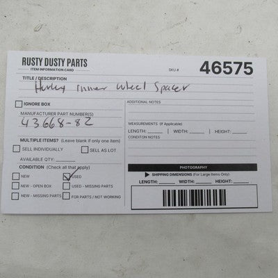 Harley-Davidson OEM Inner Wheel Spacer w/ Flange 43668-82