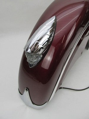 Indian Genuine OEM Front Fender Maroon Chrome Headlamp & Tips Accent 1