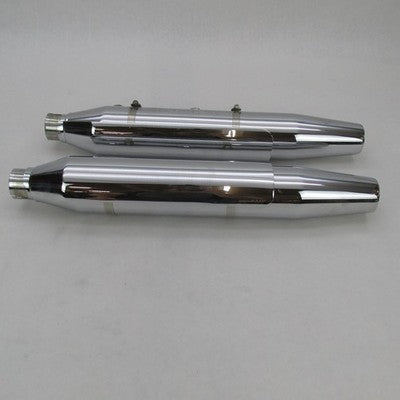 Pair Harley OEM Chrome Catalytic Slip-On Exhaust Mufflers FXST 08-17 6