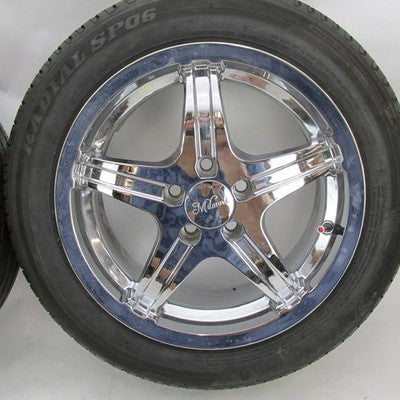 Pair of Milanni 15" x 6.5" Chrome Trike Wheel Tri Glide 185/60R15 Tire