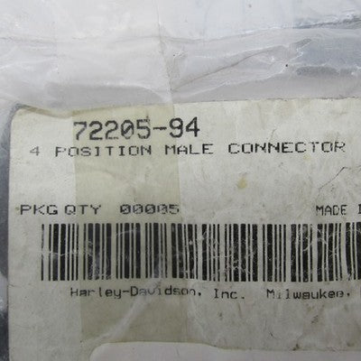 Lot of 10 Harley-Davidson OEM NOS 4-Position Male Connectors 72205-94