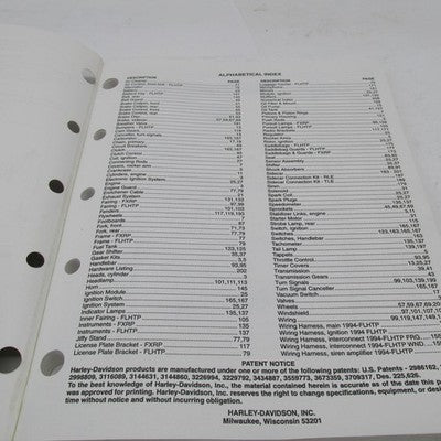 Harley-Davidson Official Factory 1993-1994 Police Models Parts Catalog