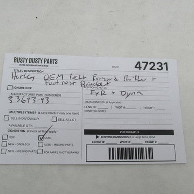 Harley OEM 93-02 Dyna FXDWG Left Forward Control Footrest Bracket 3369