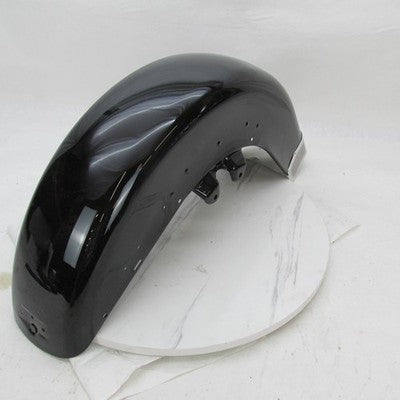Harley Genuine Vivid Black Front Fender w/ Chrome/ Silver Tip FLHRCI 5