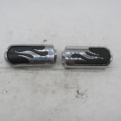 Harley Davidson OEM PairChrome Flame FootPegs Dyna Sportster Shovelhea