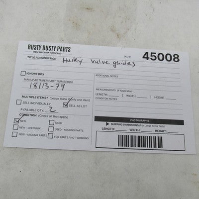 Lot of 2 Harley-Davidson OEM NOS Valve Guides +.003" Oversize 18113-79