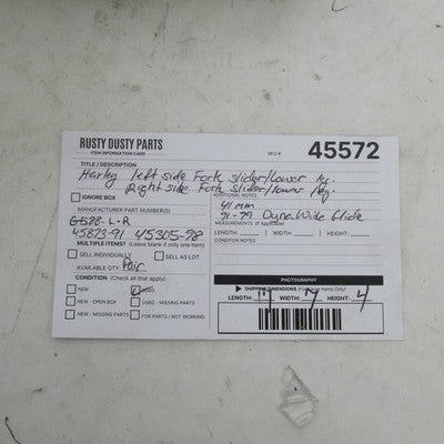 Pair of Harley OEM 91-99 FXDWG Dyna Wide Glide G588 L/R 41mm Lower For