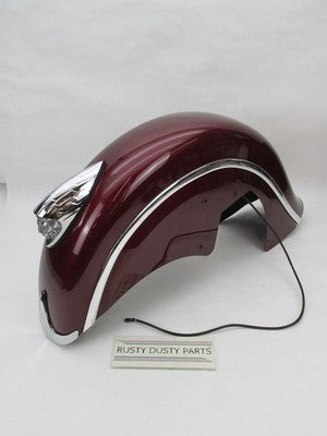Indian Genuine OEM Front Fender Maroon Chrome Headlamp & Tips Accent 1